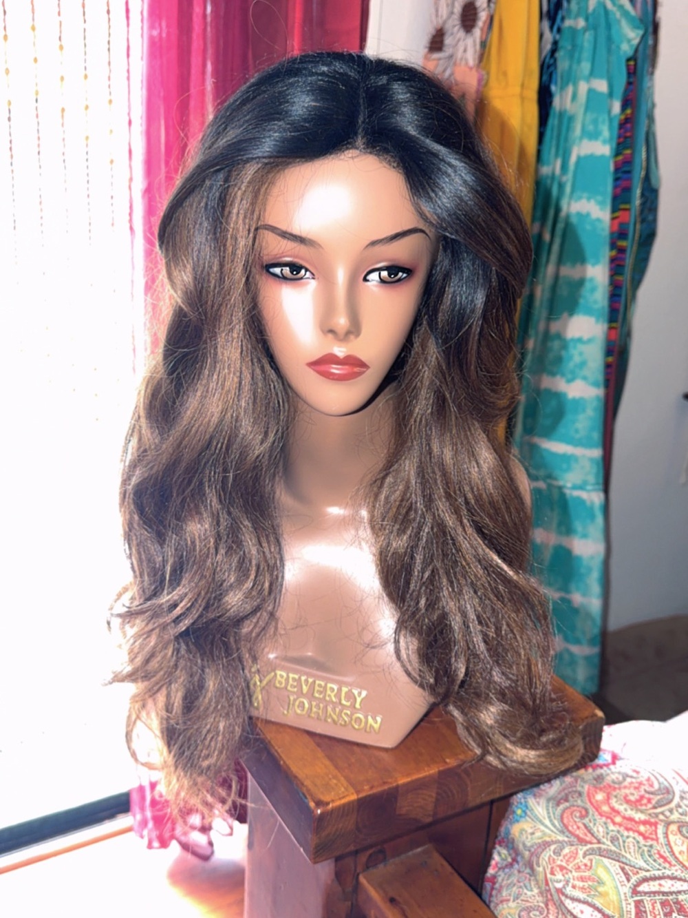 Beverly Johnson Wavy Lace Front Wig - Dark Brown with Honey Highlights